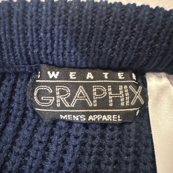 Men's Vintage Graphix Blue Sweater - Picture 3 of 5